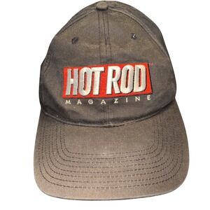 Vtg Hot Rod Magazine Hat Mens Black Embroidered Logo Adjustable Baseball Cap